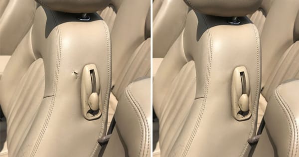 Car seat leather repair, automotive interior restoration