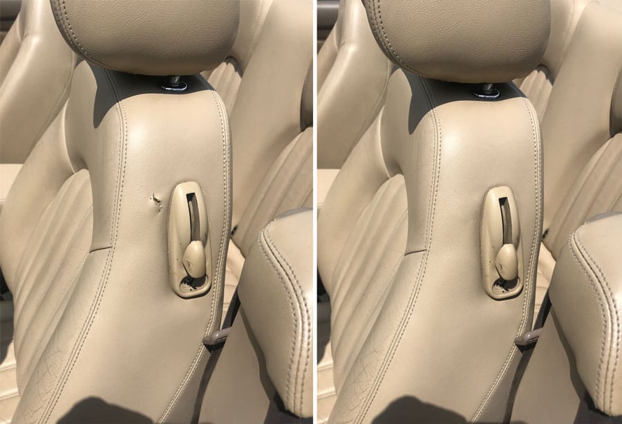 Car seat side panel tear repair
