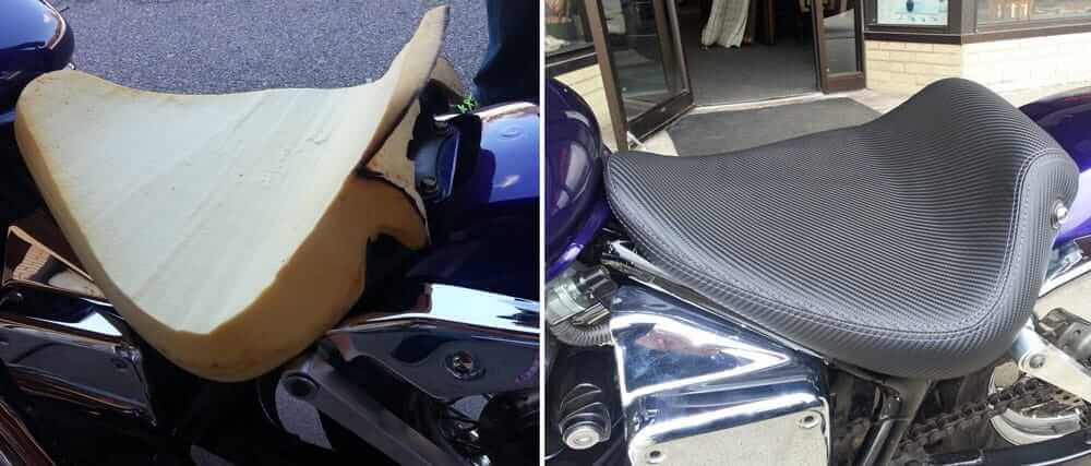 Custom black textured motorcycle seat