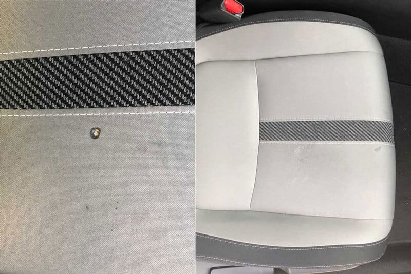 Fabric car seat cigarette burn repair