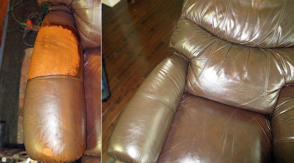 Brown chair armrest restoration