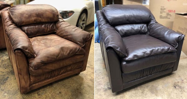 Brown leather chair color change