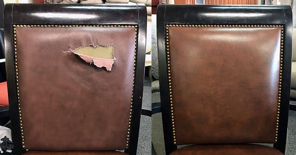 Leather back cushion reupholstery