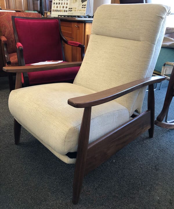 Light chair with reupholstered seat and back