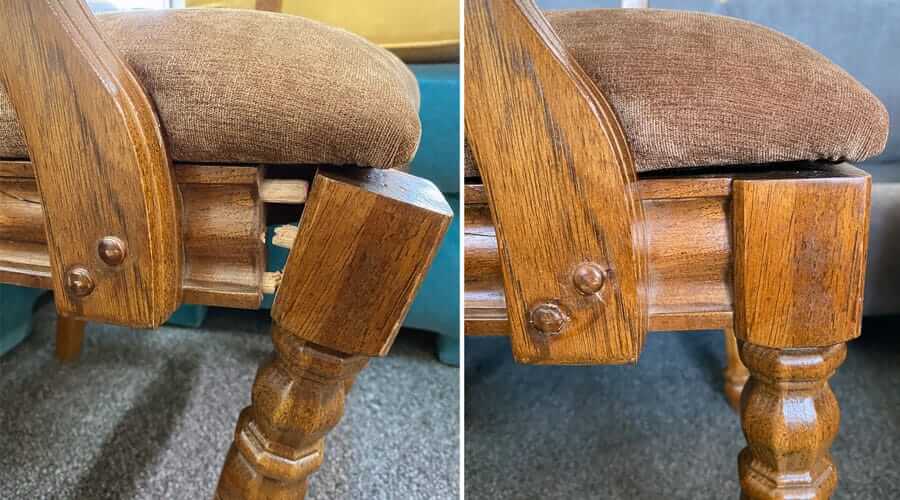 Wooden chair leg repair, reglue
